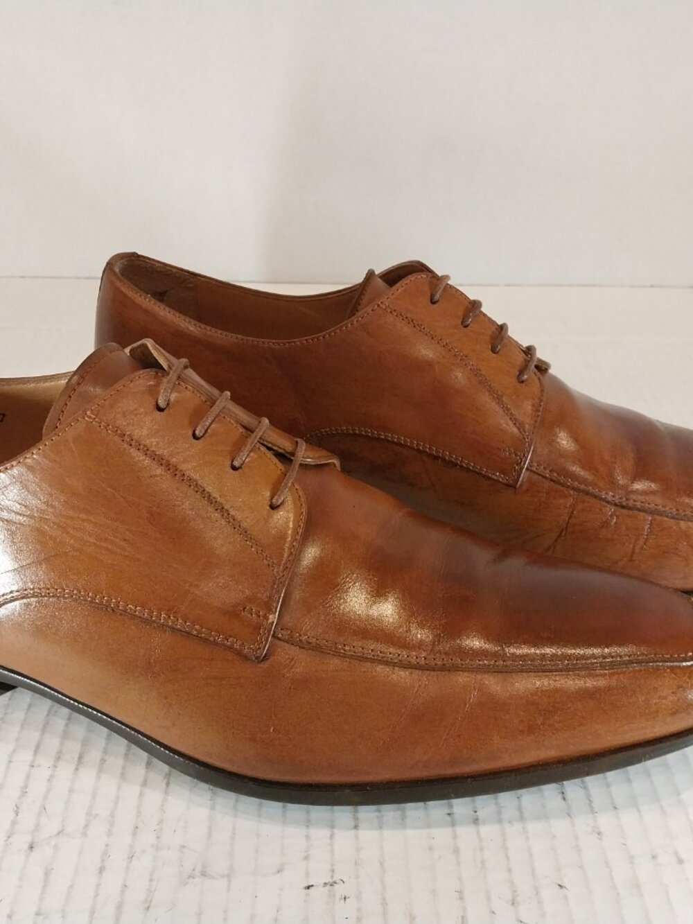 SANTONI men's (SAVE $800) size 8 D (M) brown leather Derby made in Italy